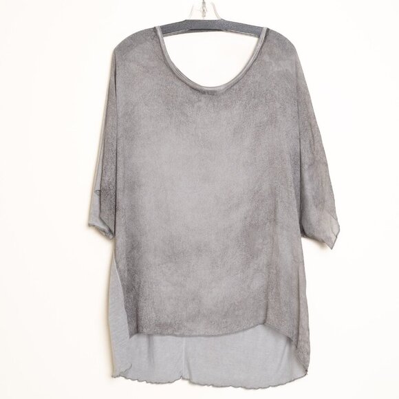 Umit Unal Acid Spray Top Oversized Blouse 100% Silk in Gray - Picture 5 of 16